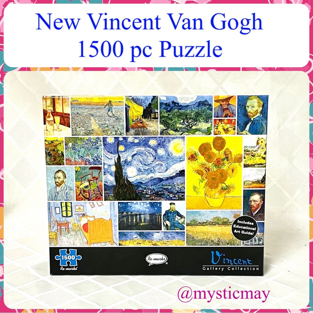 New VINCENT VAN GOGH Masterpieces 1500 piece Jigsaw Puzzle w Poster & Art Guide